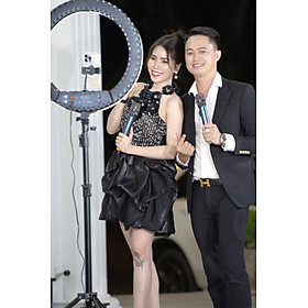 Mua Đèn livestream 45cm HQ18N - Đèn trợ sáng 3 kẹp ĐT  size 18 inch - Công suất 55W  nhiệt độ màu 3200K đến 6000K - Cổng sạc USB cho điện thoại  remote điều khiển từ xa  túi đựng - Dành cho người bán hàng online  trang điểm  phun săm  chụp ảnh  spa  studio