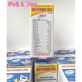 1 chai Bio Vitamino tăng sức đề kháng, mau hồi phục cho thú cưng (10ml)