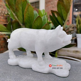 Mua Tượng đá heo 12 con giáp phong thủy đá trắng 15cm đá Non Nước