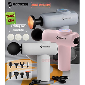 Súng (Máy) Massage Cầm Tay Booster Boluojun MINI V2 New -  8 Đầu Mát Xa, Có Đầu Nhiệt Nóng Hỗ Trợ Giãn Cơ Nhanh - Tặng Kèm 3 Miếng Dán Dược Liệu