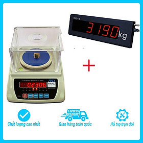 Bộ sản phẩm cân điện tử kỹ thuật 2 số lẻ AND FRH mức cân tối đa 300g, độ chia 0.01g kết nối với màn hình hiển thị phụ