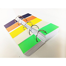1000 thẻ flashcard trắng 5x8cm(góc vuông) tặng kèm 10 khoen inox+ 20 bìa màu cứng dày học ngoại ngữ