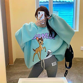 Áo sweater in hoạt hình con nai siêu đẹp, Áo hoodie unsiex form rộng phong cách ulzzang,Áo sweater nỉ unisex form rộng, Áo sweater bacsic nỉ bông hình hươu đáng yêu