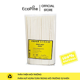 Mua Bịch 100 ống hút giấy phi 6mm màu trắng ECOPINE