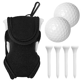 Túi đeo thắt lưng đựng đồ chơi golf gồm 2 bóng và 4 tees-Màu đen