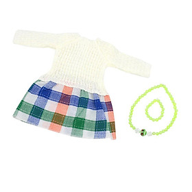 Doll Clothing Outfit Accessory Knit Plaid Dress with Necklace and Bracelets for 18 inch American Doll Doll