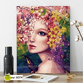 Mua Tranh tô màu 40x50cm có khung Nàng Hoa T2074