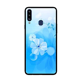 Ốp Lưng Dành Cho Samsung Galaxy A20s mẫu Bông Hoa Nền Xanh - Hàng Chính Hãng