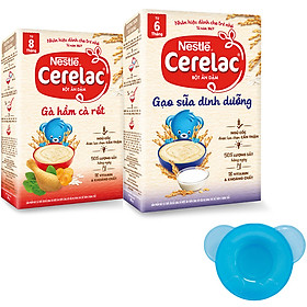 2 Hộp Bột Ăn Dặm Nestlé CERELAC Gạo Lức Trộn Sữa Và Gà Hầm Cà Rốt - Tặng Bộ Chén Ăn Dặm Màu Ngẫu Nhiên