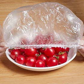 Mua Set 100 màng bọc thực phẩm túi gấu  màng bọc thực phẩm PE có chun bọc đồ ăn co giãn tái sử dụng nhiều lần