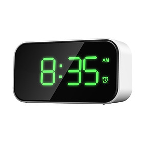 Digital Alarm Clock LED Alarm Clock Mirror Clock for Bedroom White Character