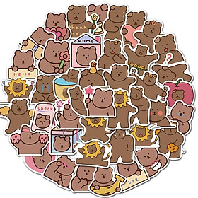 Sticker gấu nâu hàn quốc hoạt hình cute trang trí mũ bảo hiểm, guitar, ukulele, điện thoại, sổ tay, laptop-mẫu S62