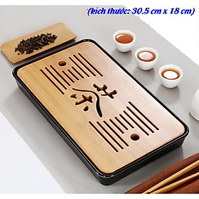 Mua Khay trà bàn trà tre có khay đựng nước tiện lợi Cao Cấp - Chứa được 750ml