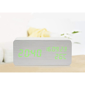 Đồng hồ gỗ LED BEKON hình chữ nhật tiện dụng đo thời gian, ngày tháng, nhiệt độ phòng - Kèm pin.