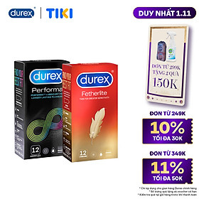 Bộ 1 hộp bao cao su Durex Performa 12 bao và 1 Durex Fetherlite 12 bao