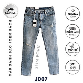 Quần Jean nam Leman xanh rách JD07 - Slim Form