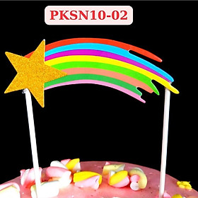 Cắm Bánh Kem Sinh Nhật Phụ Kiện Trang Trí Happy Birthday Topper Hình Cầu Vông Ngôi Sao