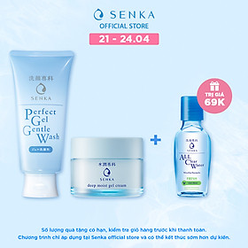 Bộ sữa rửa mặt dạng gel dịu nhẹ và Kem Dưỡng Cấp Ẩm Chuyên Sâu Senka (Senka Perfect Gel Gentle Wash và Senka Deep Moist Gel Cream 50G)