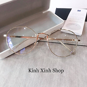 Kính Mắt Chống Ánh Sáng Xanh Mắt Tròn Unisex Đơn Giản Gọng Kim Loại Chắc Chắn