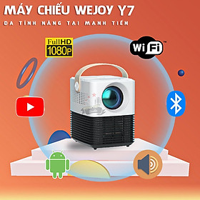 Máy chiếu Wejoy Y7 - Xem phim Full HD 1080P - Hệ điều hành android 6.0 - Kết nối Bluetooth, Wifi, HDMI, USB, AUX - Tích hợp hợp loa stereo - Thiết kế nhỏ gọn, dễ sử dụng, dễ di chuyển - Kèm remote - Xem phim online mọi lúc mọi nơi - Hàng nhập khẩu