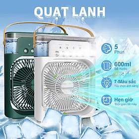 Mua Quạt điều hoà hơi nước mini  Quạt hơi nước làm mát để bàn 3 chế độ gió dung tích bình chứa nước 600ml tích hợp đèn led