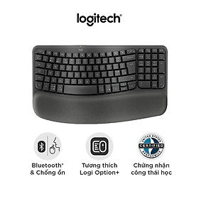 Bàn phím không dây công thái học Logitech Wave Keys - Kết nối Bluetooth, Gác tay, Windows, MacOs - Hàng Chính Hãng