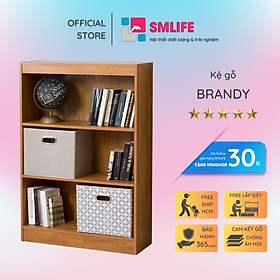 Kệ sách gỗ hiện đại SMLIFE Brandy  | Gỗ MDF dày 17mm chống ẩm | D80xR30xC120cm - Màu