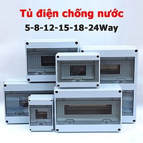 Tủ điện ngoài trời chống nước lắp nổi Hộp phân phối điện Model HT-5 8 12 15 18 24 WAY