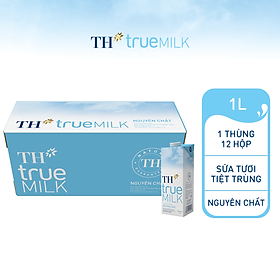 Thùng 12 hộp sữa tươi tiệt trùng nguyên chất TH True Milk 1L (1L x 12)