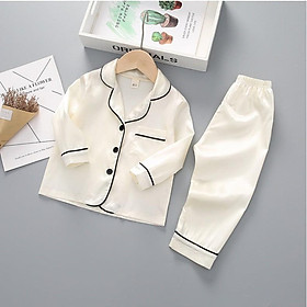 Bộ ngủ lụa trơn dài tay cho bé, bộ mặc nhà cho bé yêu từ 6-27kg