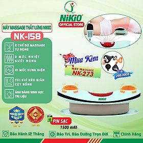 Máy Massage Lưng Và Thắt Lưng Nikio NK-158 - Công Nghệ Mát Xa Cải Tiến 4in1: Nhiệt Nóng, Xung Điện, Rung, Túi Khí - Hỗ Trợ Điều Trị Thoát Vị Đĩa Đệm, Thoái Hóa, Đau Cột Sống Lưng - Dòng Không Dây Pin Sạc, Có Remote Điều Khiển