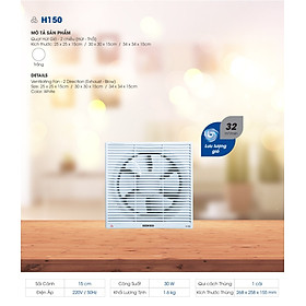 Quạt hút thông gió 2 chiều âm tường Senko Hàng Chính Hãng H150 30W