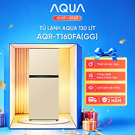 [SẢN PHẨM MỚI 2025I] Tủ lạnh AQUA 130 lít ngăn đá trên AQR-T160FA(GG) - Màu Be - Freeship toàn quốc - Bảo hành 2 năm - Hàng chính hãng