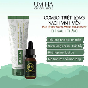 Combo triệt lông Nách vĩnh viễn tại nhà gồm Kem tẩy lông UMI 4C 100ml và Mỡ trăn U Minh Hạ 10ml an toàn tiết kiệm tại nhà