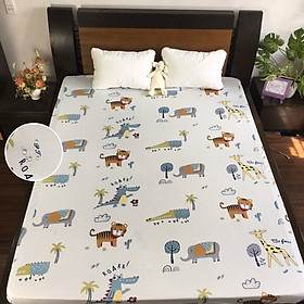 Drap Chống Thấm PT Họa Tiết Vườn Thú Kem