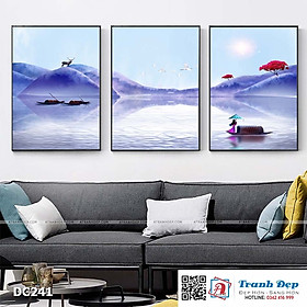 Bộ 3 tranh canvas treo tường Decor Phong cảnh sông núi - DC241