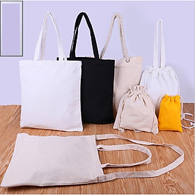 Hình ảnh Túi vải bố, Túi vải Canvas trơn Màu Trắng - Màu Đen Màu Be Size 36cm x 31cm