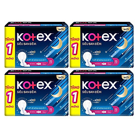 (Gói lớn 8 Miếng)-Tặng thêm 1 miếng- Combo 4 Gói Băng Vệ Sinh Kotex Siêu Ban Đêm 35cm - Mỗi Gói 8 Miếng- HSD luôn mới