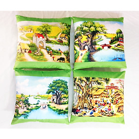Mua Set 4 Vỏ gối tranh quê 45cm x 45cm