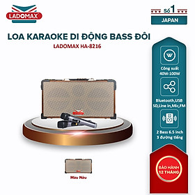 Loa hát Karaoke xách tay Ladomax HA-8216 có chức năng Chống hú & Lọc nhiễu, pin sử dụng 4 - 6 giờ - Hàng chính hãng