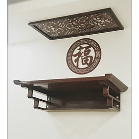Mua BÀN THỜ TREO TƯỜNG GỖ SỒI NGA KÍCH THƯỚC 69*48*26  (TẶNG KÈM ÁM KHÓI VÀ CHỮ