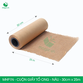 MHP1N - 0.3x25m - CUỘN GIẤY KRAFT TỔ ONG MÀU NÂU CHỐNG SỐC THAY THẾ BÓNG KHÍ XỐP HƠI ĐÓNG HÀNG