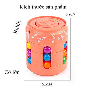 Đồ chơi xếp hình khối rubik dạng lon coca xoay 360 độ nhiều màu sắc 6 mặt hạt đậu - cam - cỡ nhỏ