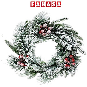 Vòng Hoa Cước Nở Hoa Phủ Tuyết - Trang Trí Noel 50 cm - Chaang Chiia LP-W2-HS20