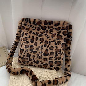 Plush Leopard Print Cross-body Shoulder Bag Handbag Bag Pink