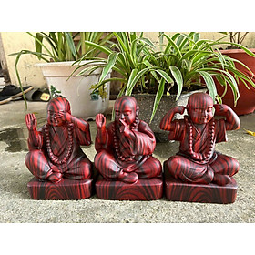 Mua Bộ tượng tam tâm bằng gỗ hương đá sơn mầu gỗ trắc kt cao 20×15×11cm
