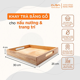 Mua Khay trà gỗ chữ nhật  khay gỗ decor đựng cốc  bưng đồ ăn màu tự nhiên chuẩn xuất khẩu - DUBA