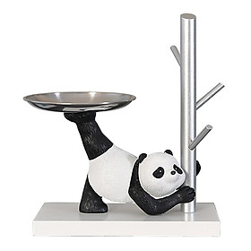 Storage Box Sculpture Display Stand with Hooks Panda Statue Resin Figurines
