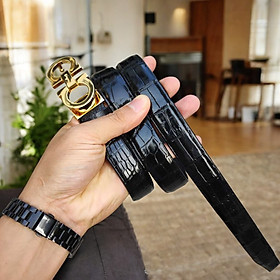 Dây nịt nữ Khóa xịn. Dây liền tấm da bụng cá sấu!