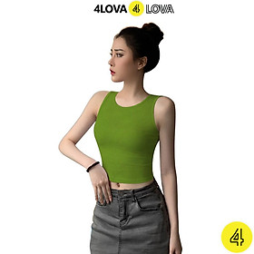 Áo croptop nữ ba lỗ 4LOVA kiểu ôm sát nách chất liệu cotton cao cấp thoáng mát, mềm mại